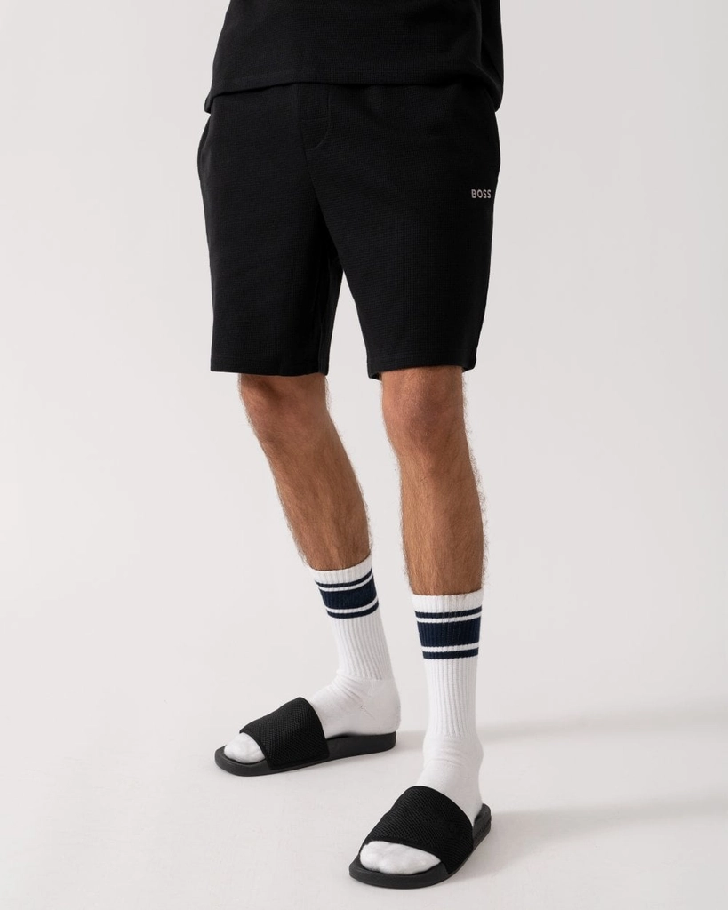 Hugo Boss Waffle Mens Cotton Blend Waffle Structure Pyjama Shorts with Embroidered Logo NOS